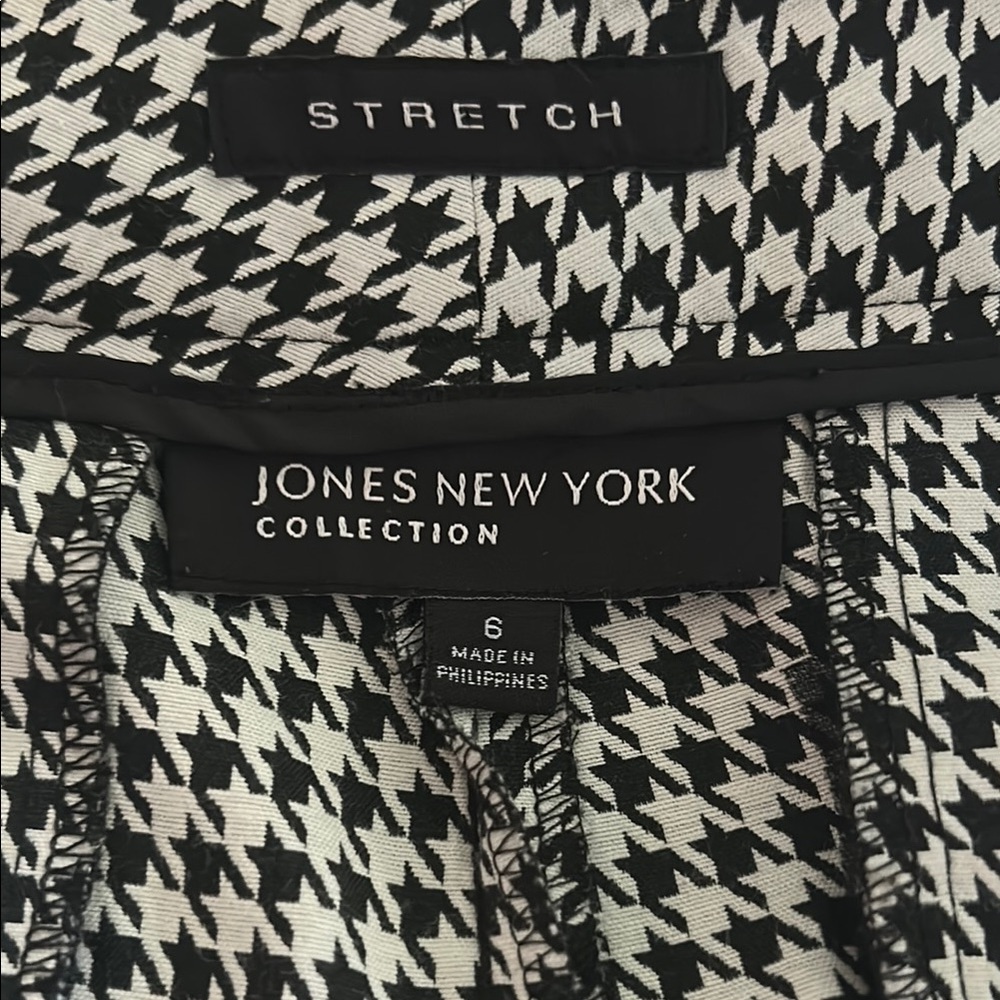 Jones New York Black and White Houndstooth Straight Leg Pants - Picture 7 of 12